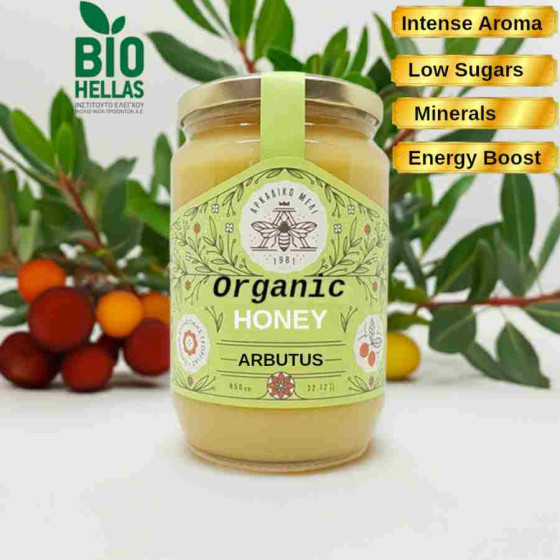 Miel d'Arbousier Grec Bio Cru à Acheter en Ligne | Roots & Crops
